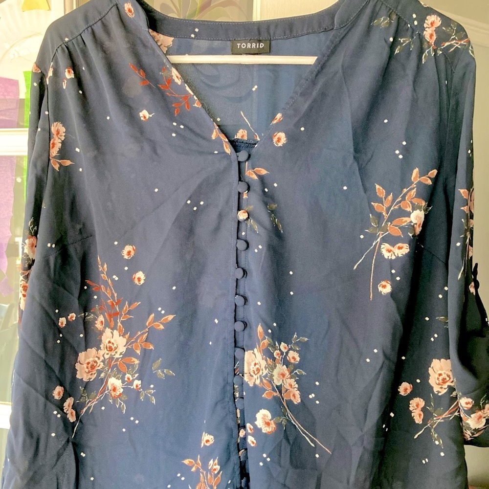 Torrid Sheer Floral Blouse